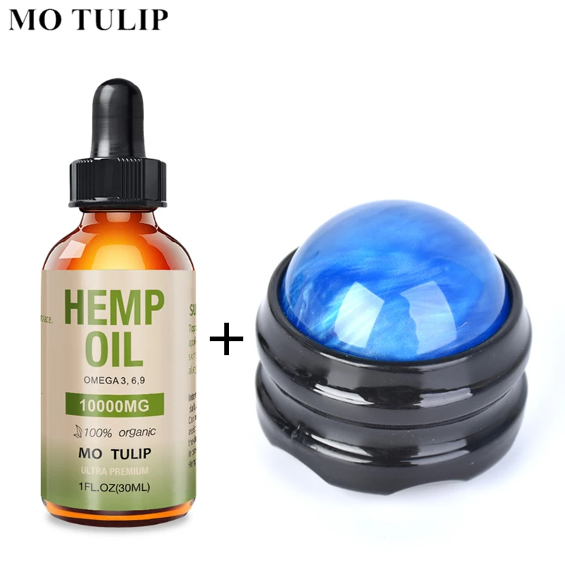 

MO TULIP 100% Organic Herbal Seed Oil 10000mg Bio-active Essential Oils and Fitness Massage Roller Ball Massager Body Therapy