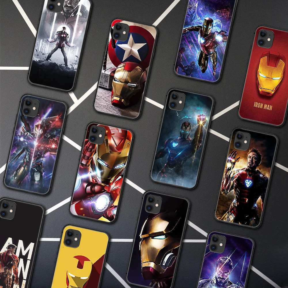 

Super Hero Irons Man Phone Case For Iphone 5 5S SE 2020 6 6S 7 8 Plus 11 12 Mini X XS XR Pro Max black Shell Trend Etui Luxury