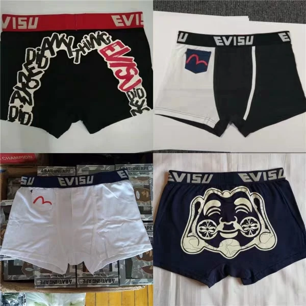 Новые полки Аутентичные Evisu повседневные мужские Tide бренд-Боксер Дышащие Боксеры хлопок печати мода боксер короткий жилет