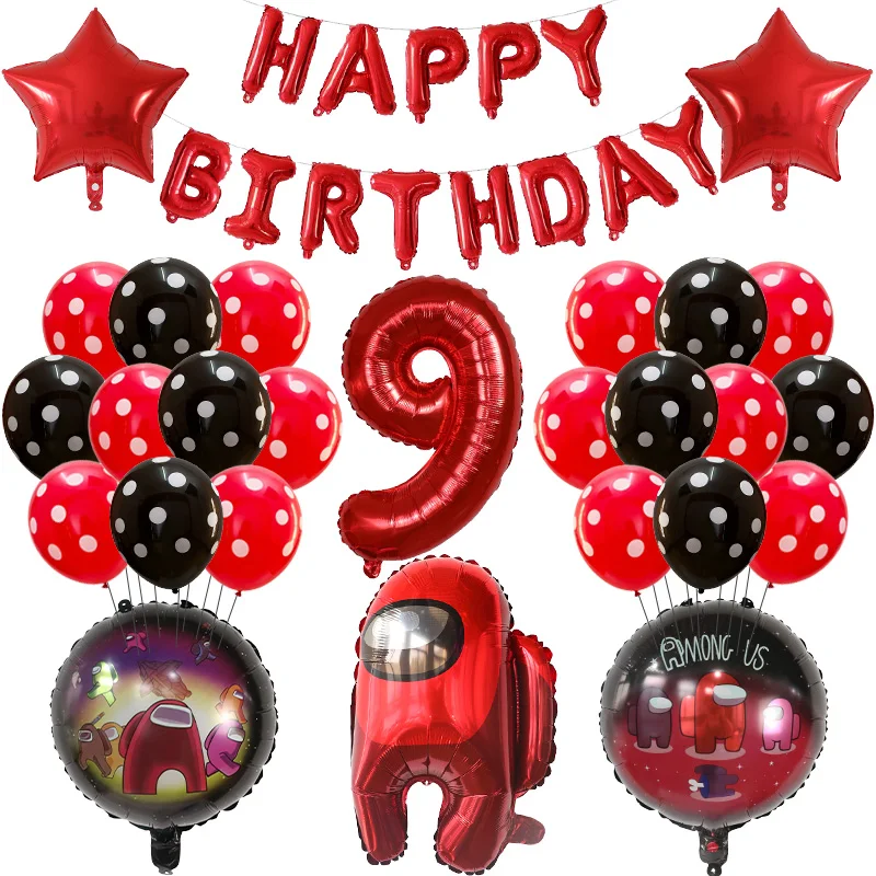 

39Pcs Among Balloon Us Number Latex Ballons Set Video Game 4 5 6 7 8 9St Birthday Party Supplies Aluminum Ballon Kids Decoration