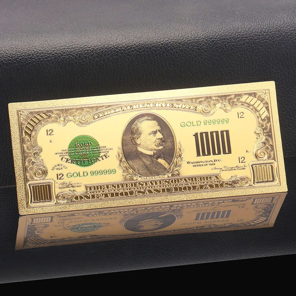 Коллекционная памятная монета $1000 США банкнота 24k позолоченная Рождественская