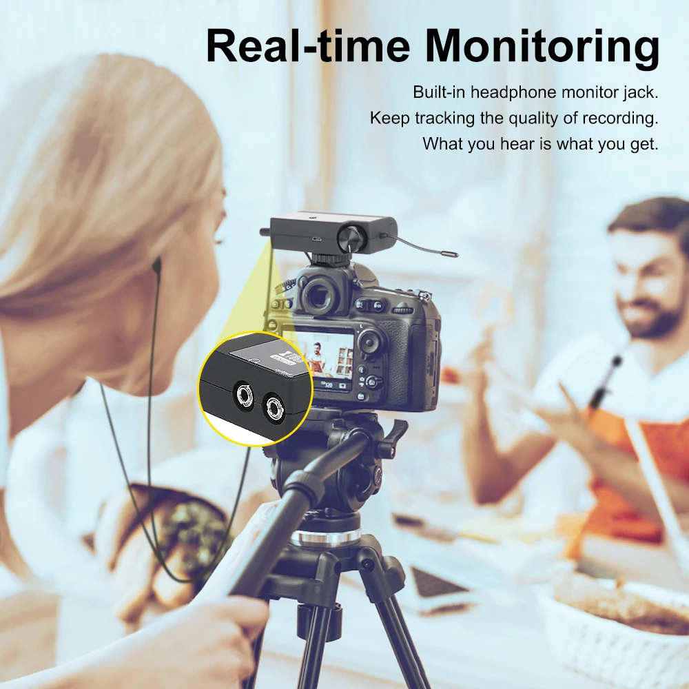 Петличный микрофон XTUGA с аудио монитором камера перезаряжаемым передатчиком