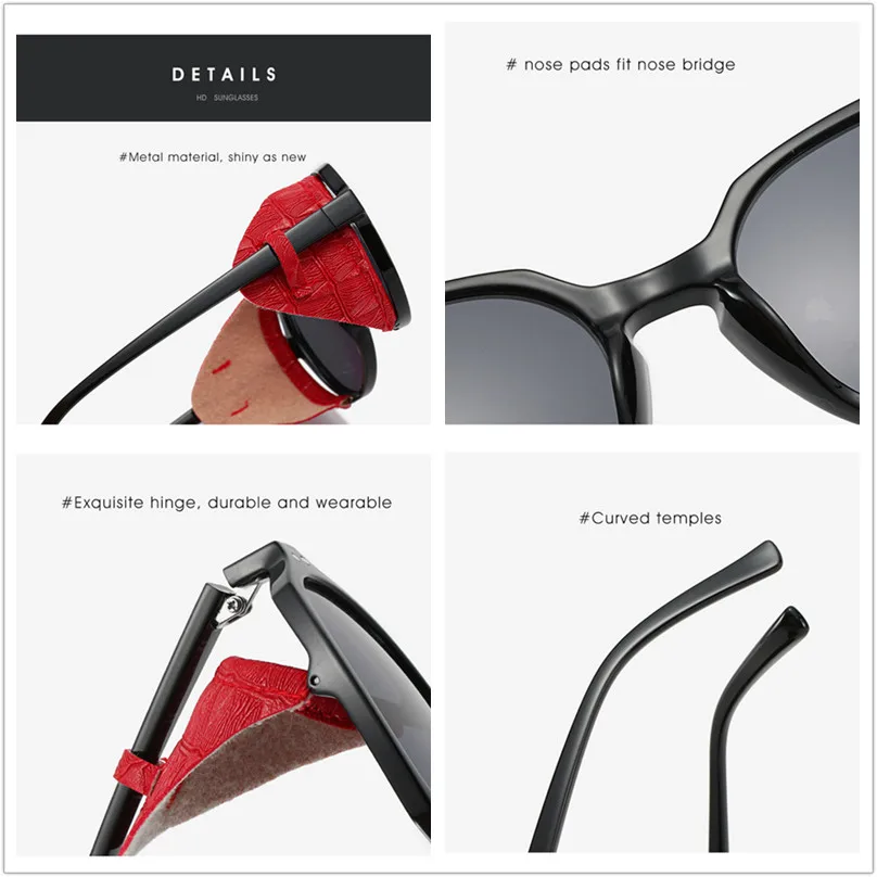 AIMISUV Ретро стиль стимпанк солнцезащитные очки для мужчин 2019 модные кожаные с