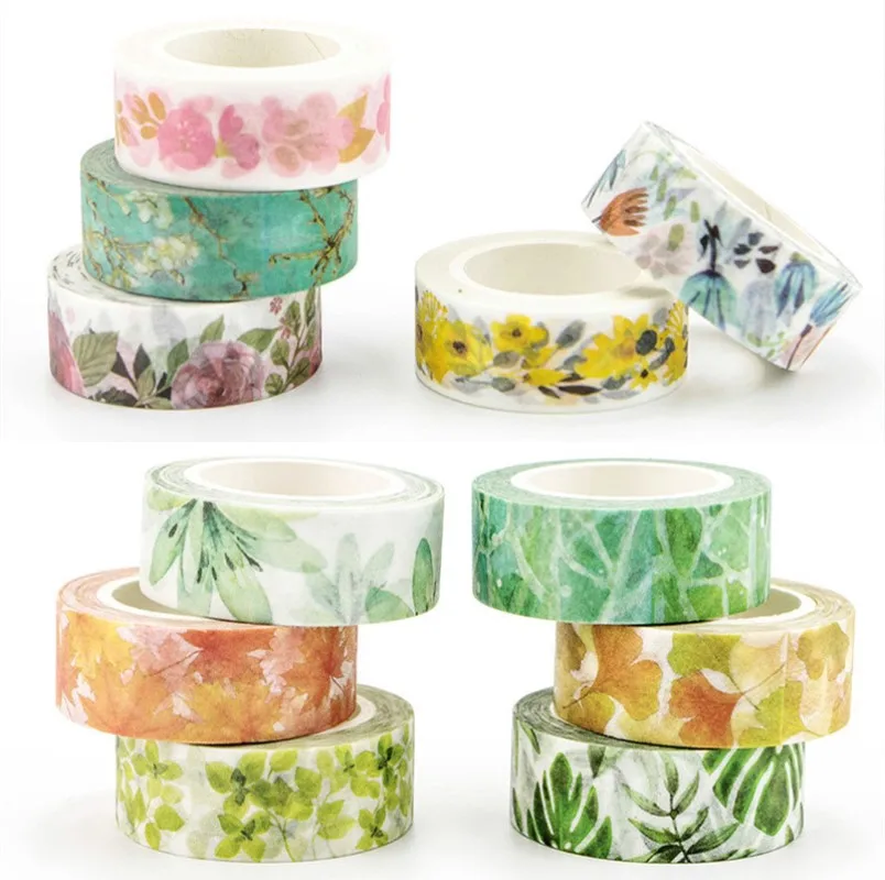 

Romantic Floral Paper Washi Tape 15mm*7m Flowers Masking Tapes Decorative Stickers DIY Stationery School Supplies