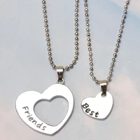 2 piece best friend pendant love heart necklace women fashion alloy choker men and women jewelry christmas gifts