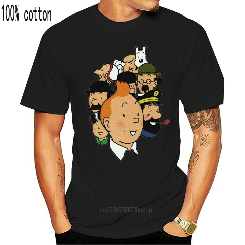 

New Vintage The Adventures Of Tintin T-Shirts for Men O Neck Pure Cotton T Shirt Short Sleeve Tee Shirt Plus Size Clothing