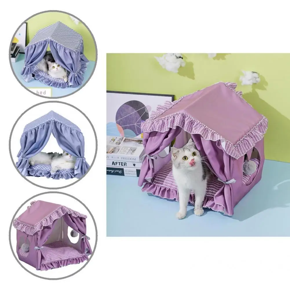 

Soft Texture Practical Pet Cats Puppy Sleeping Nest House Universal Cats Bed Pom Pom for Household