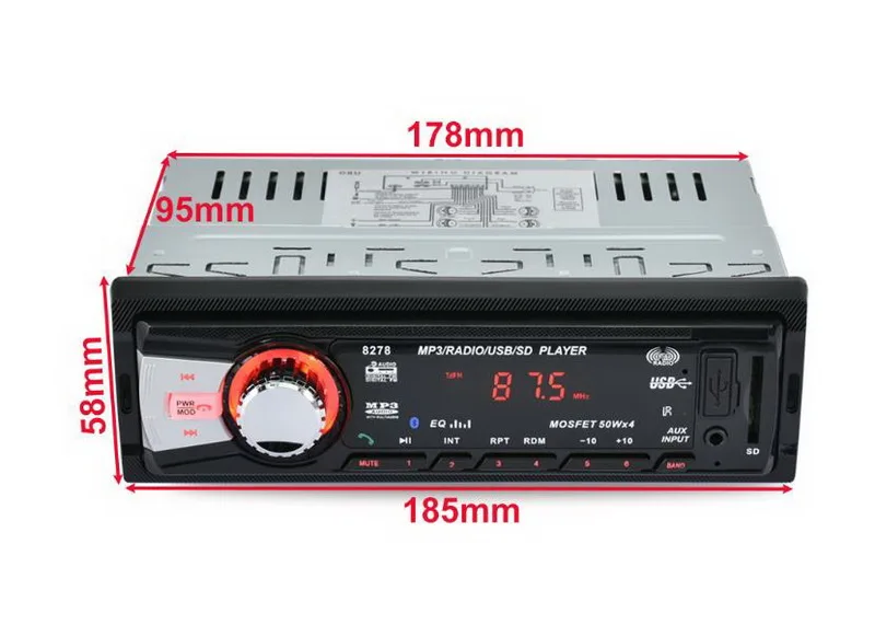 Авторадио 12 в автомобильный аудио Радио стерео Mp3 плеер SD USB привод 1 Din bluetooth LED