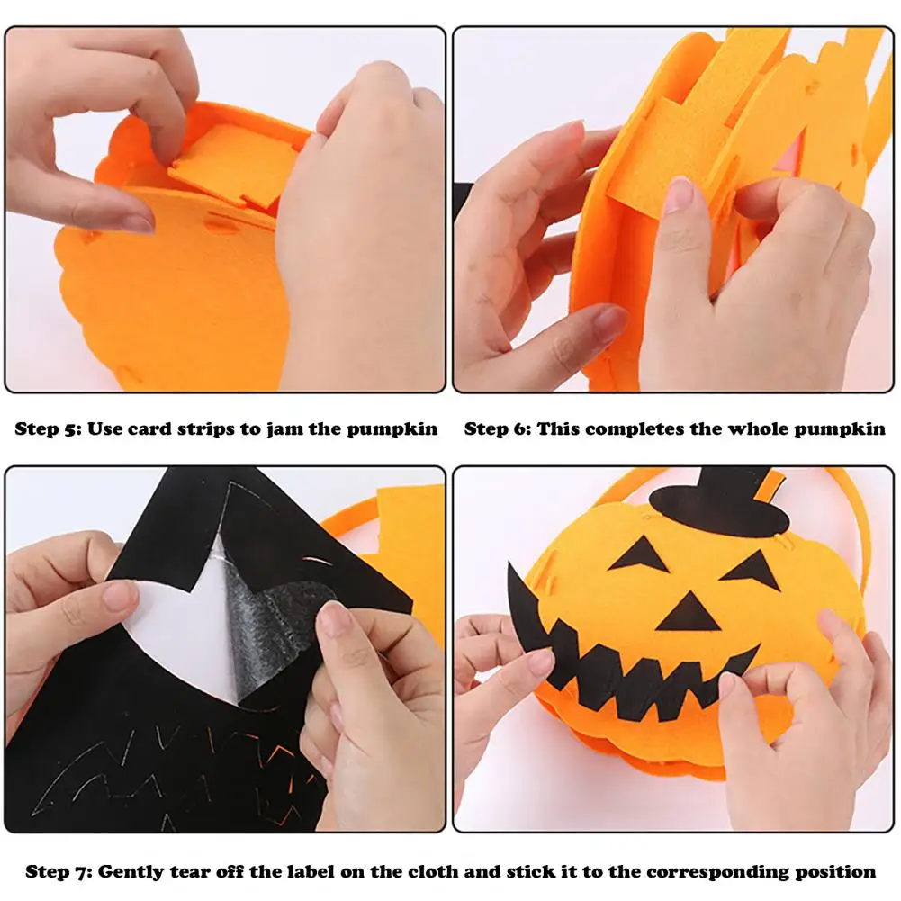 Juego de linterna de calabaza artesanal para ni&ntilde;os, luz de doble cara, efecto de iluminaci&oacute;n, hebilla de dise&ntilde;o, linterna de calabaza para Halloween, Kit para manualidades, 1 Set-2