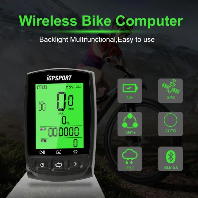 

PEACHES IGS50S GPS Cycling Computer Wireless IPX7 Waterproof Bicycle Digital Stopwatch Speedometer ANT+ Bluetooth 4.0 Odometer