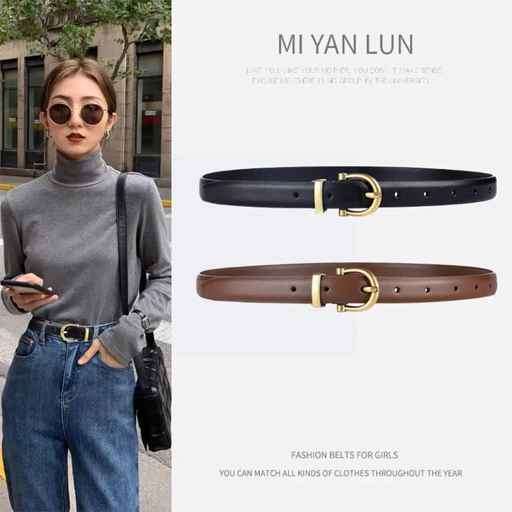 

Women Soft Pu Leather Waistbands Sexy Gold Pin Metal Buckle Waistbands Belt Waist H7f5