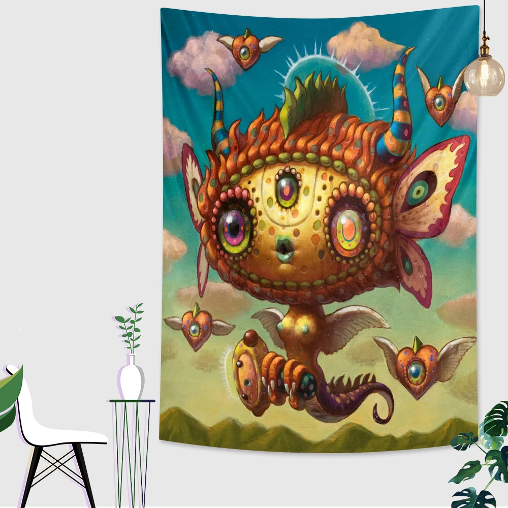

Honeybee Hippocampus Hippie Hanging Wall Tapestry, Colorful Bohemian Psychedelic Blanket Home Decor