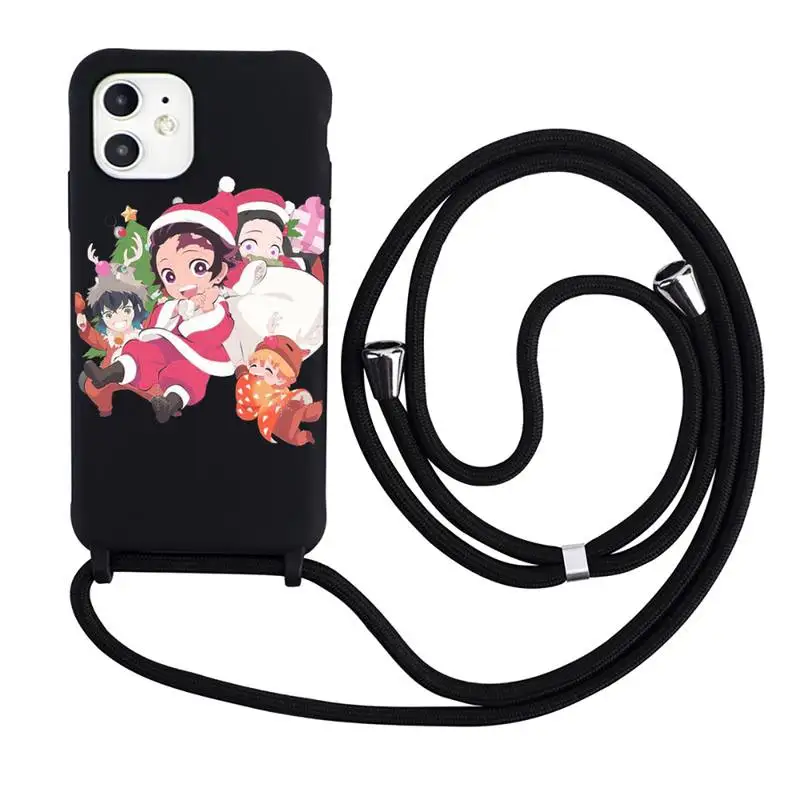 

Christmas Demon Slayer Phone Case Necklace Lanyard for iPhone 12 11 8 7 se 2020 mini pro X XS XR MAX Plus