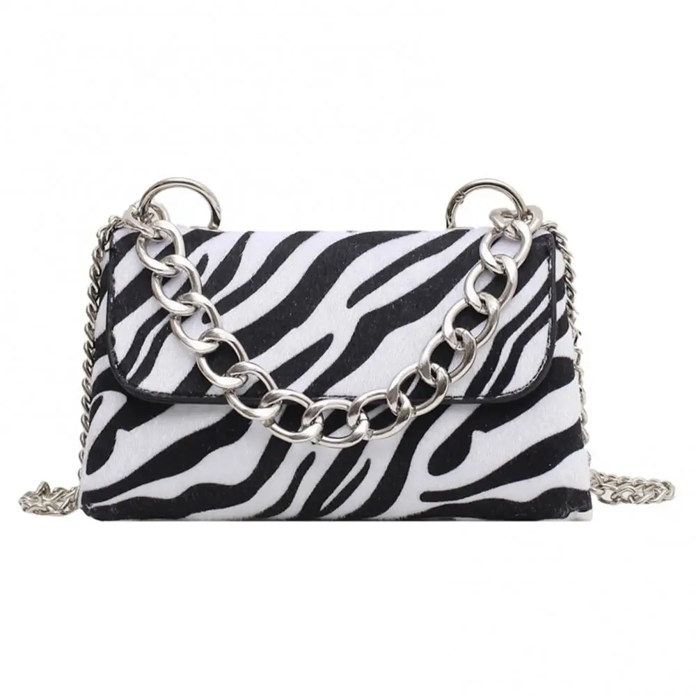 

Женская шикарная сумка через плечо с откидной крышкой и цепочкой, дорожная сумка с полосками зебры