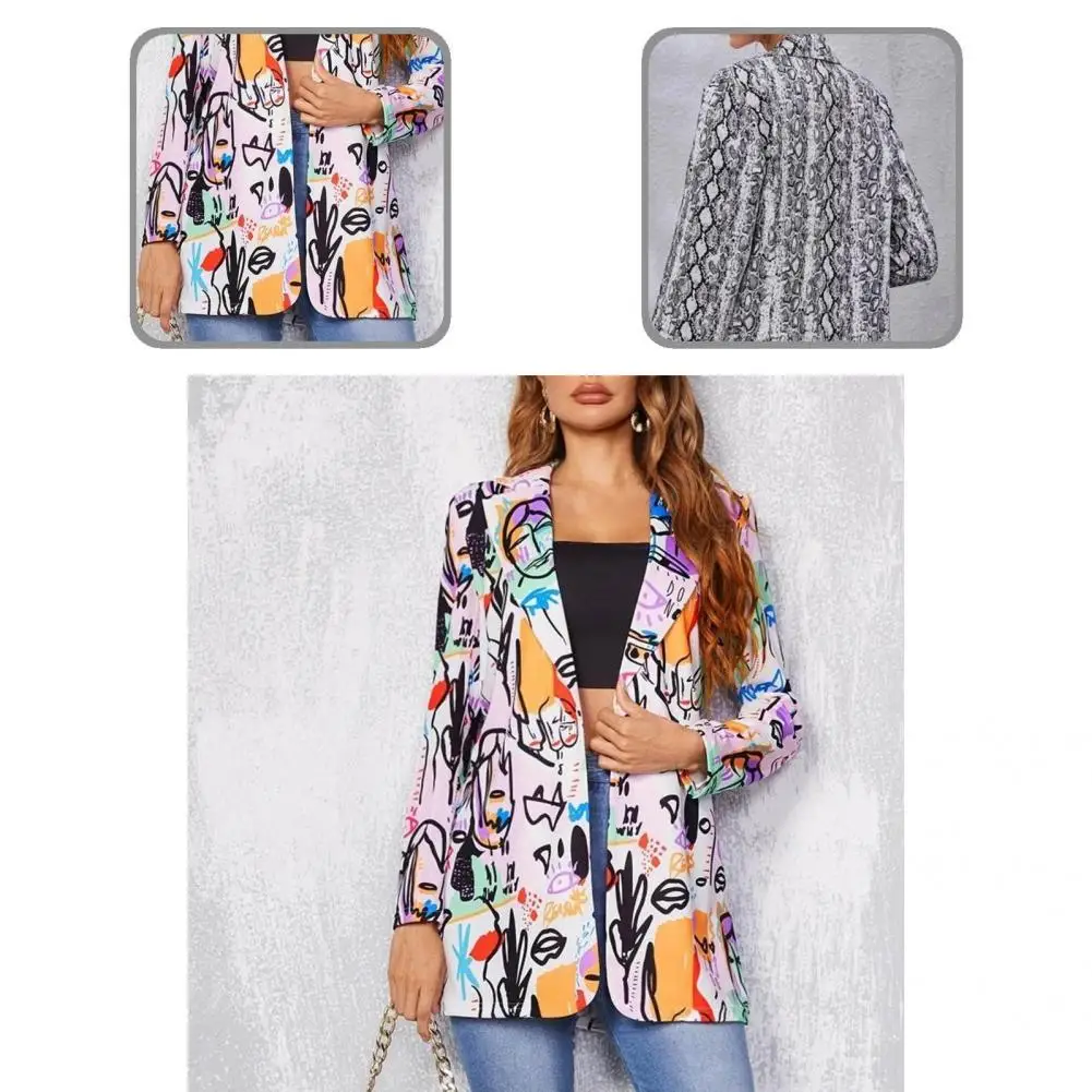

Temperament Trendy Lapel Long Sleeve Slim Suits Jacket Streetwear Office Lady Blazer Turndown Collar for Office