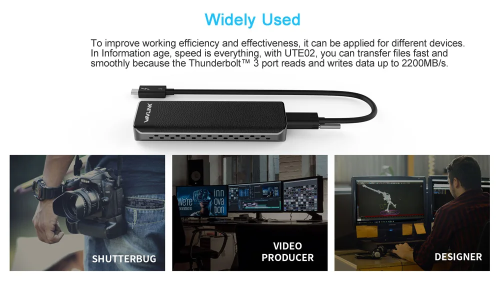 Intel Сертифицированный Thunderbolt™3 NVME внешний SSD usb type-C 40 Гбит/с отличное рассеивание для microsoft Windows& Mac OS Wavlink