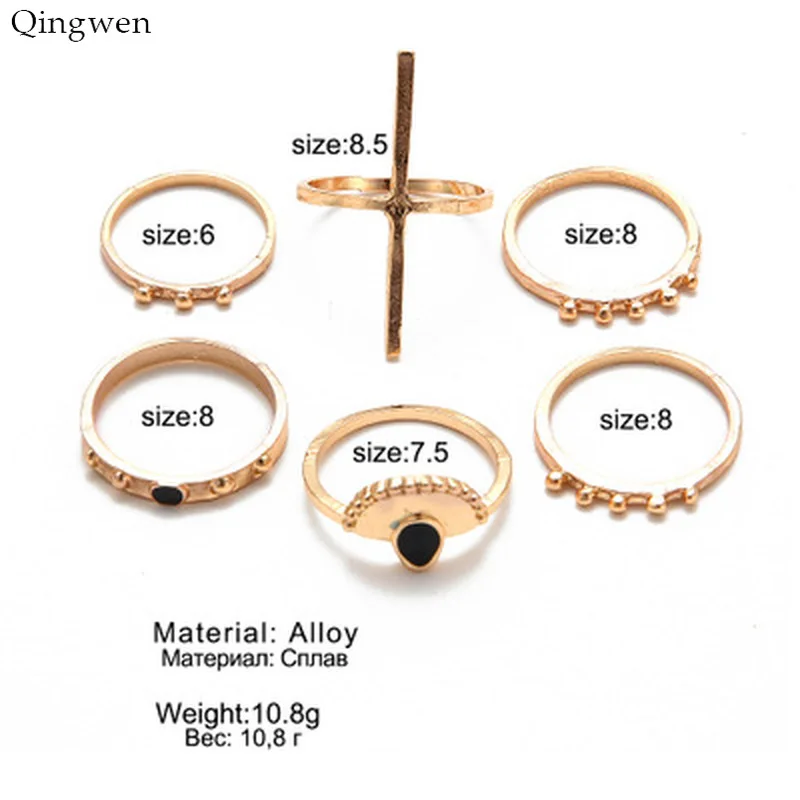 Женское кольцо в стиле ретро Qingwen 4 вида распятие форме капли воды ажурное цветное