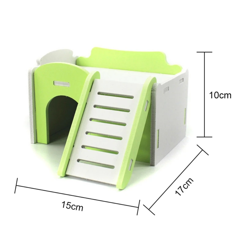 

New Ladder Hamster House Small Pet Toy House High Quality Wood Cage For Training Playing Blue Pink Green