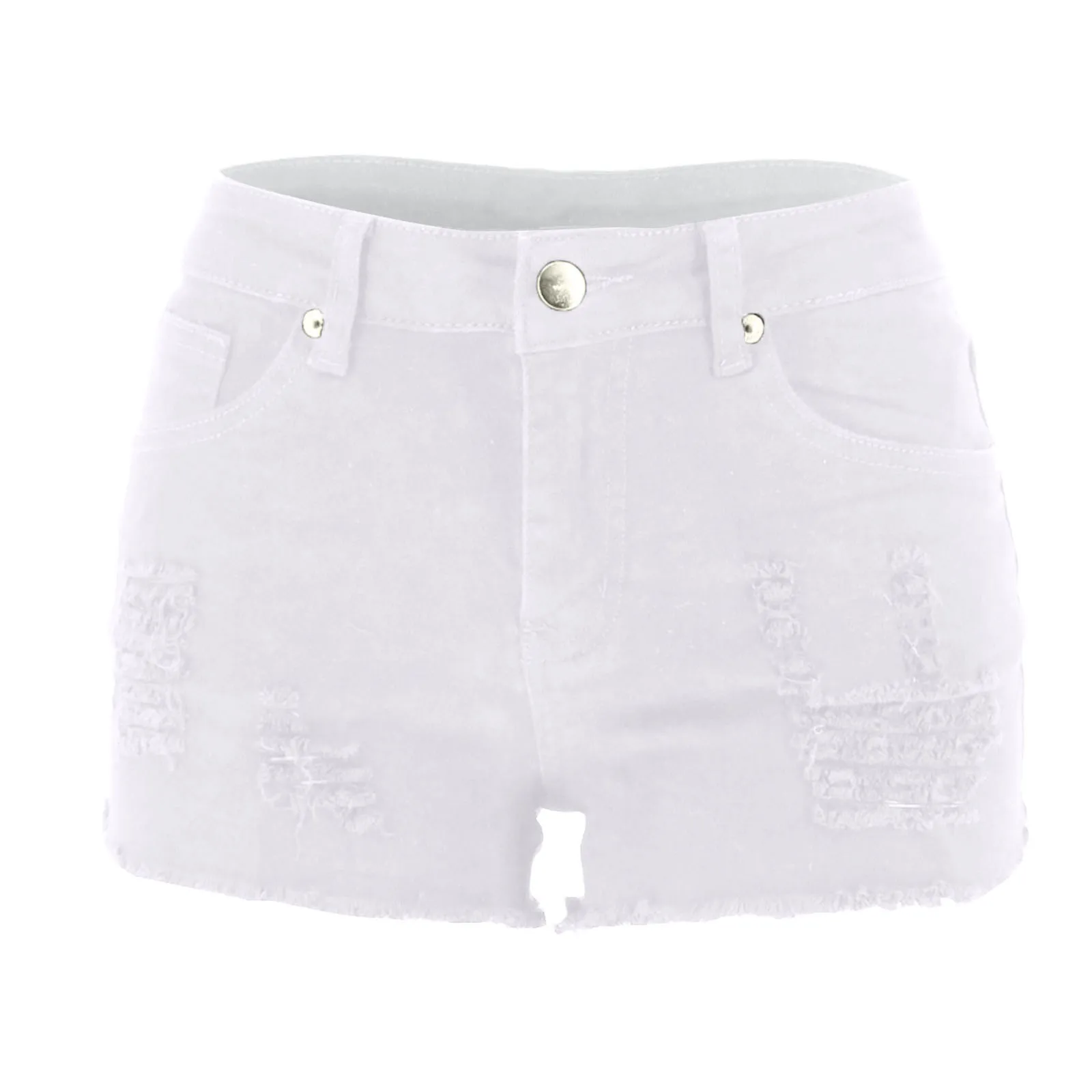 

Women's Stretchy Denim High-waist Summer Women Shorts Frayed Ripped Shorts With Pockets Denim Shorts 2021 Fashion New #01