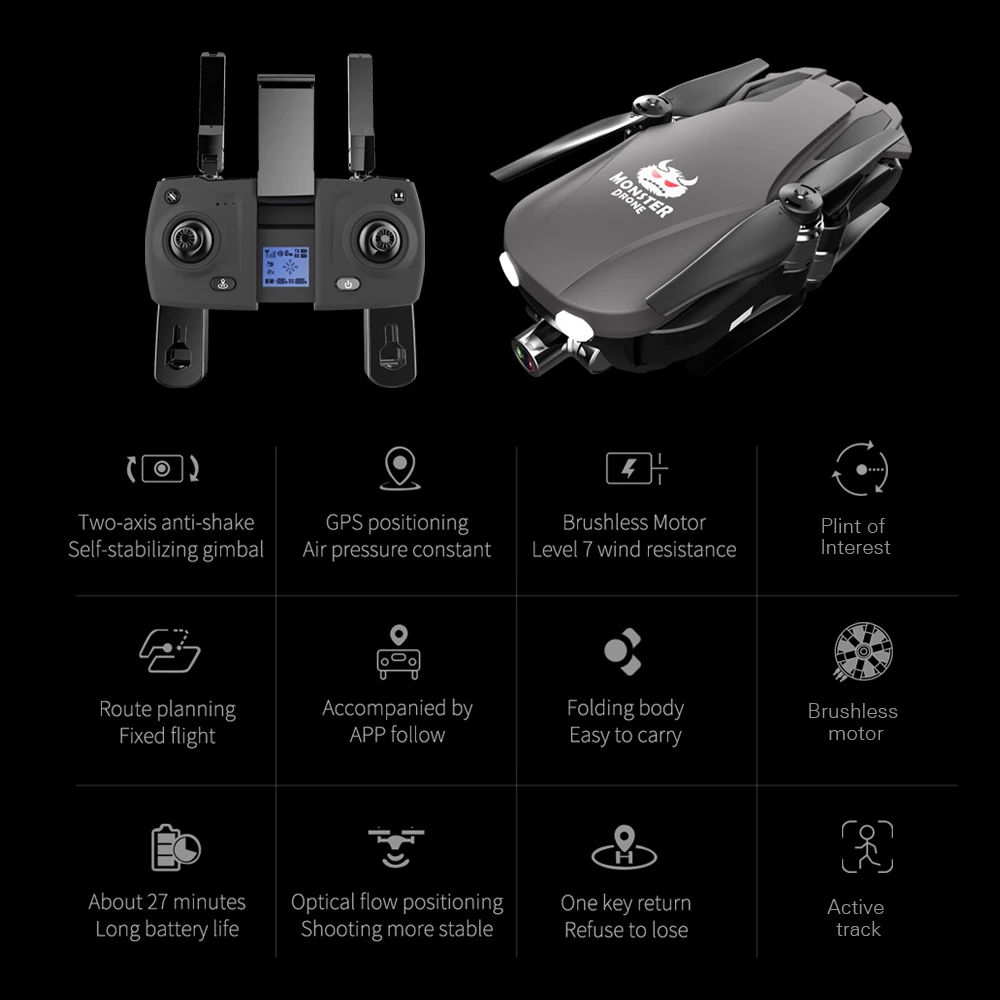 F8 антивибрационный карданный Дрон 4K с Wi Fi GPS Дроны камерой HD 1 км Квадрокоптер SD
