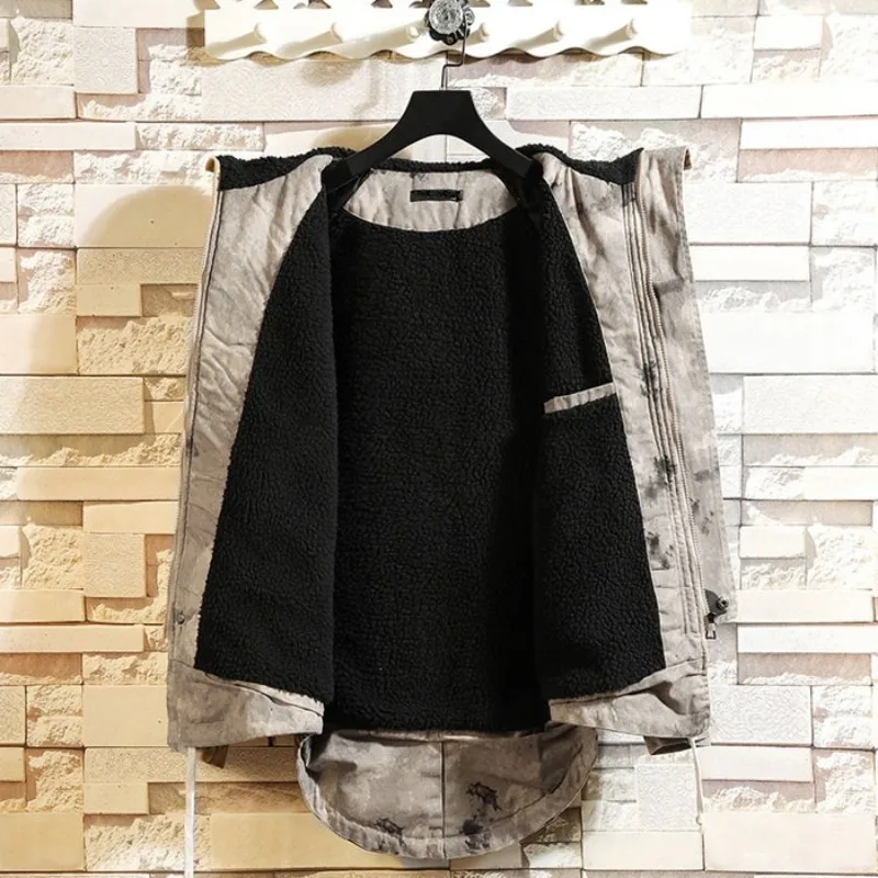 Куртка мужская флисовая с капюшоном камуфляжная свободная осенняя | Мужская