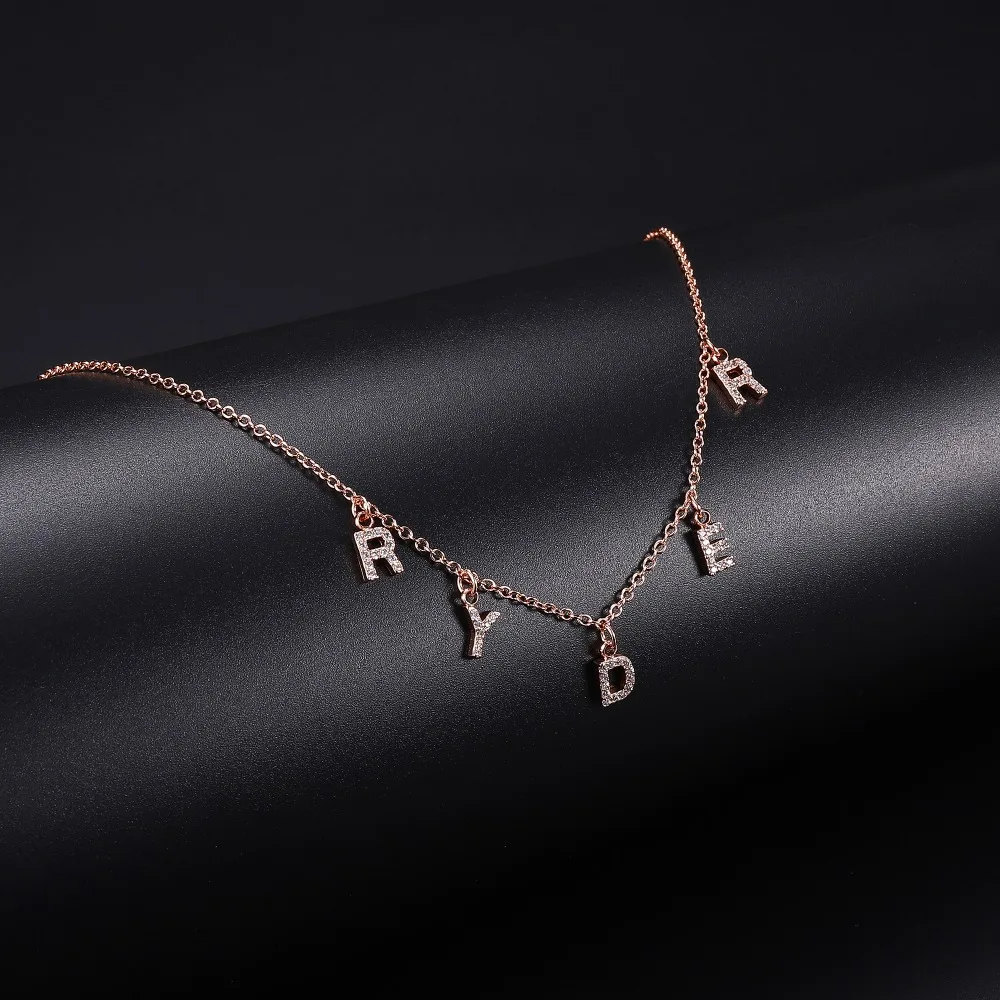 LUER Name Initial Necklace  Christmas Gift Name Necklace Gold  Dangle Name Necklace  Letter Name Necklace  Silver Name