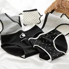 6 шт.компл. простые Молодежные нижнее белье Черный и белый в клетку, в горошек и в полоску, трусы для маленьких девочек с мультяшным принтом; Хлопковая со средней посадкой Мягкий хлопок трусы