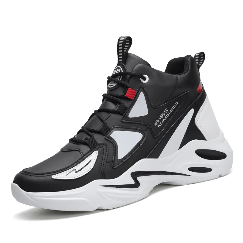 Зимняя спортивная обувь для мужчин кроссовки на платформе дышащая кожаная