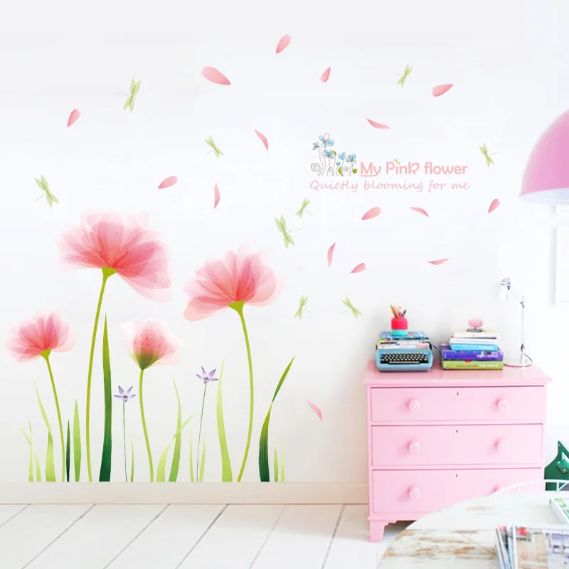 

Walls with Pink Garden Living Room Bedroom Sofa Background Wall Murals Can Be Removed