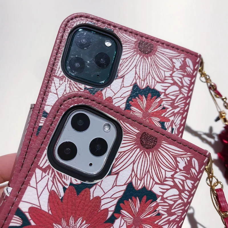 Чехол книжка с цветочным рисунком для iPhone 11 Pro Max SE 2020 XS XR X 8 7 Plus чехлы телефонов