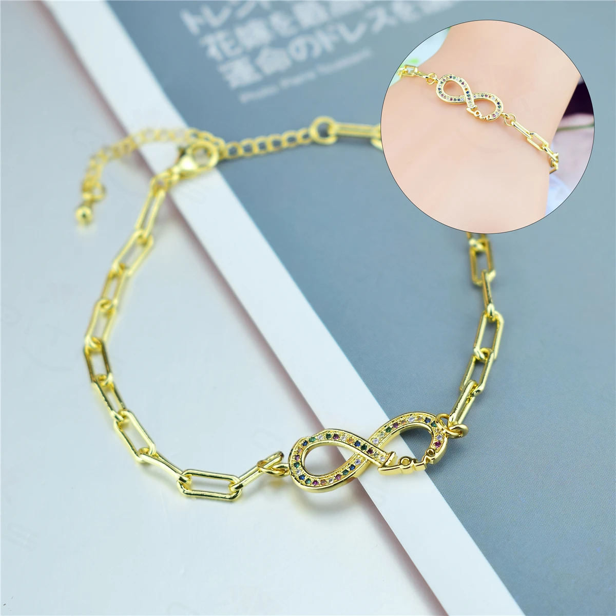 Модные золотые Цвет новый дизайн 8 геометрический Форма регулируемые браслеты со