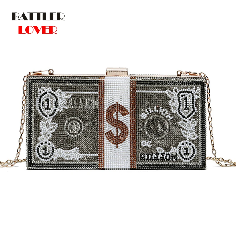 

Stack of Cash Box Designer Handbags for Women 2021 Money Clutch Purse Evening Bags Diamond Party Dinner Cocktail Crossbody Flaps