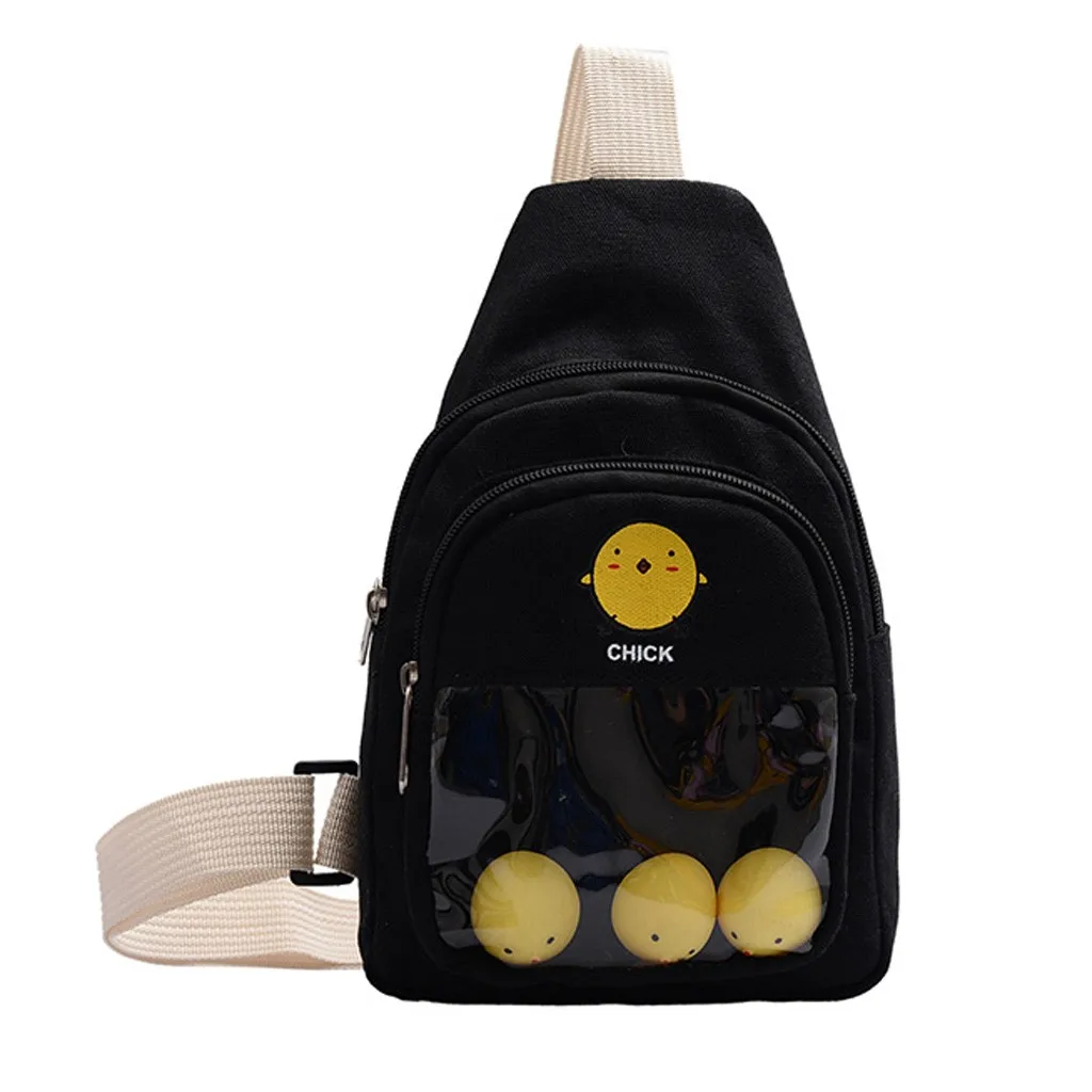 25 # женская модная трендовая однотонная холщовая нагрудная сумка с милым