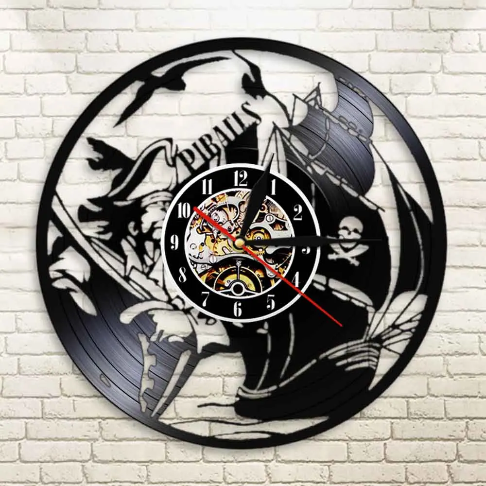 Настенные часы с виниловой пластиной в виде корабля пирата домашний декор