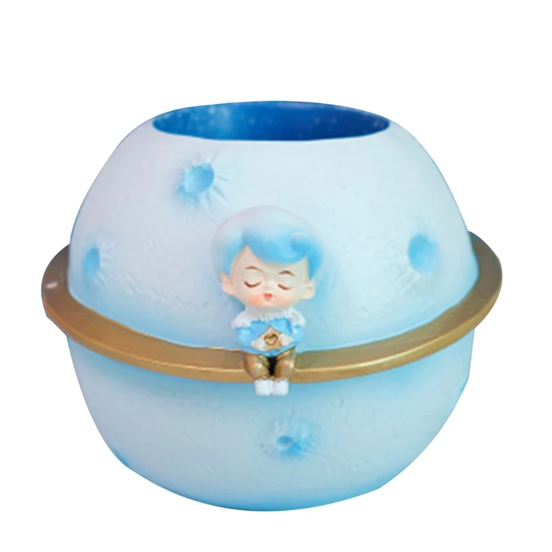 

Round Pen Holder Stand Creative Moon Prince Pattern Resin Crafts Ornament Desktop Pencil Organizer Kids Gifts H9EB
