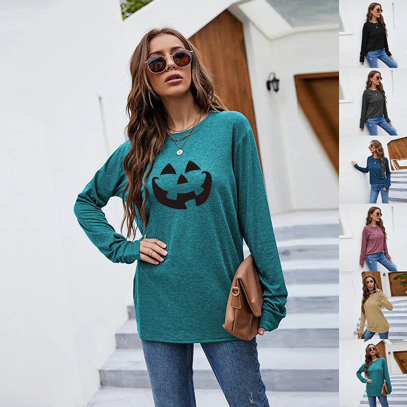 

Модная женская футболка 2021, Толстовка на Хэллоуин с принтом ведьмы летучей мыши, свободная толстовка с длинным рукавом для леди Юн, топ для д...