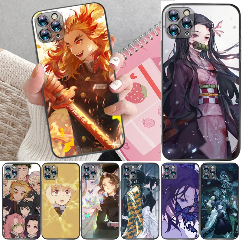 

Demon Slayer Kimetsu No Yaiba Kamado Tanjirou Kamado Nezuko Agatsuma Zenitsu Phone Case For iPhone 12 Pro Max SE 2020 Coque