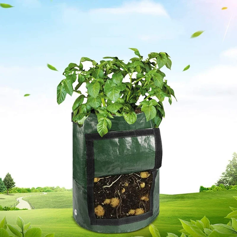 

7 Gallon Potato Grow Bags,Plant Bags,Gg Bags for Vegetable with Flap and Handles Green 6Pcs
