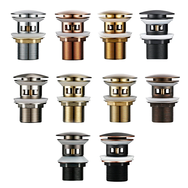 

Bagnolux Polished Gold Basin Sink Drainer Corrosion Resistant Easy To Clean Pop Up Button Round Hole Bathroom Hotel Drainer