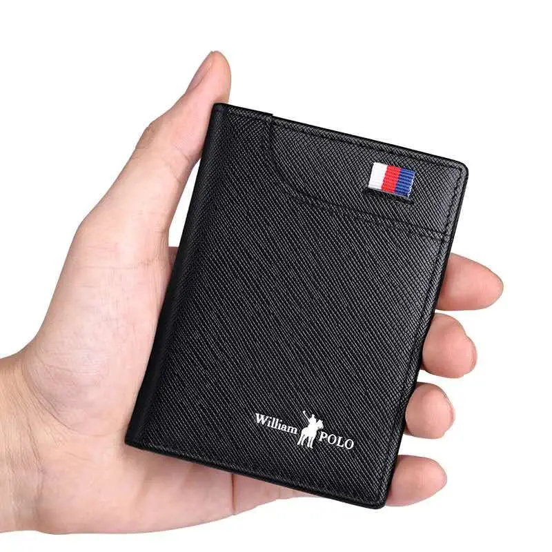 Men Wallet Genuine Leather Slim Card Holder Short Wallet Fashion Luxury Brand Minimalist Lightweight Purse 2021 HOT Packet