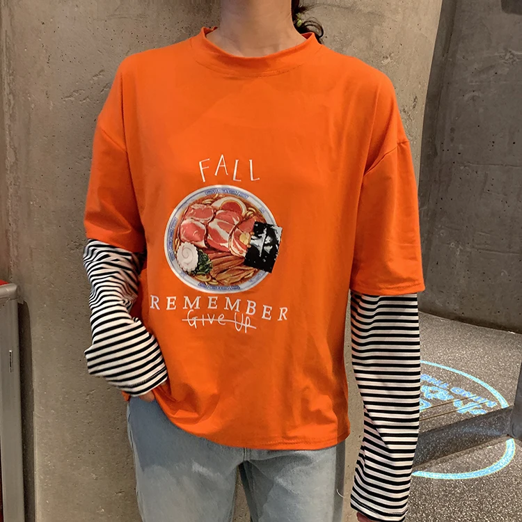 Футболка женская с надписью повседневный Свободный Полосатый Топ в стиле