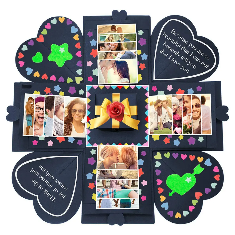 Творческий DIY Фотоальбом Взрывная коробка сюрприз скрапбук подарок для любви