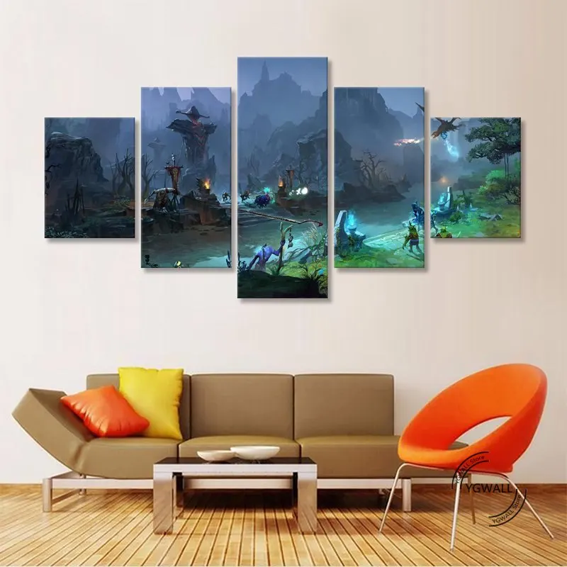 DOTA2 герои средняя карта Боевая стена искусство холст картины 5 шт. фотографии