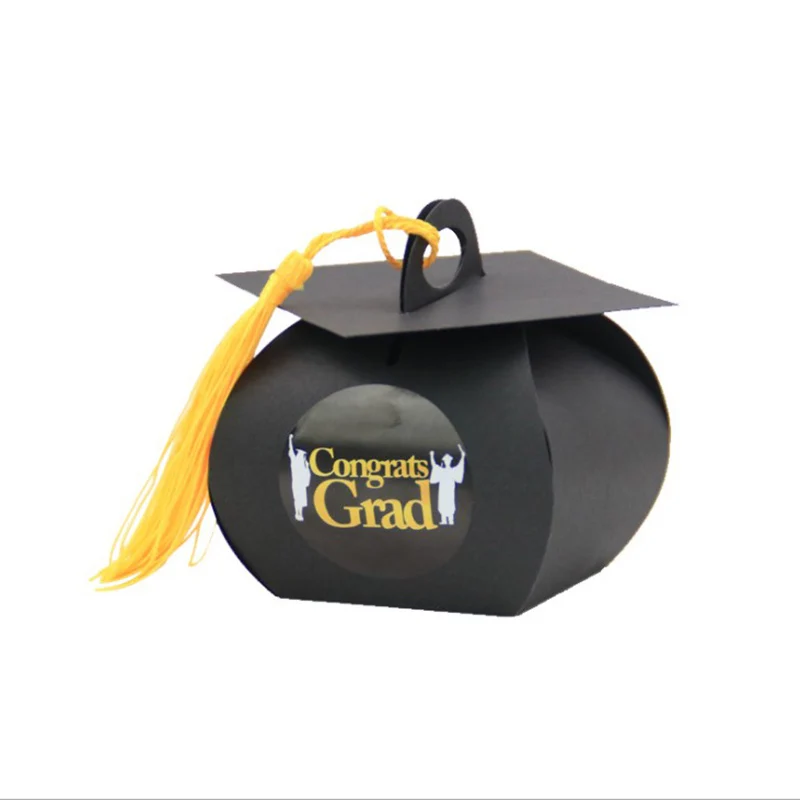 24 шт черная шляпа Стиль празднование выпускного вечерние конфеты упаковка в
