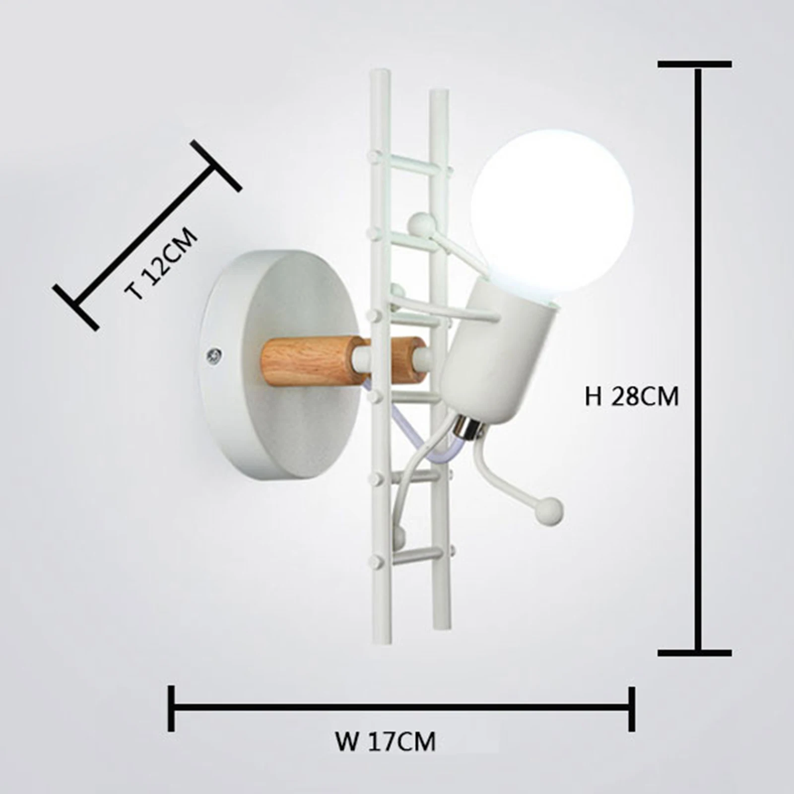 

Nodic Wall Lamp Creative Small Man Iron Lights Metal Simple Cartoon Robot Sconce Lamps for Indoor Art Decor Light