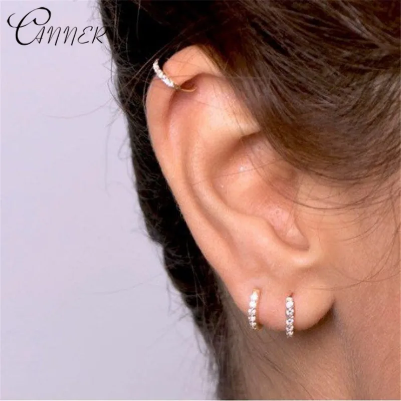 Женские серьги-гвоздики CANNER маленькие круглые серьги из серебра 100% пробы с