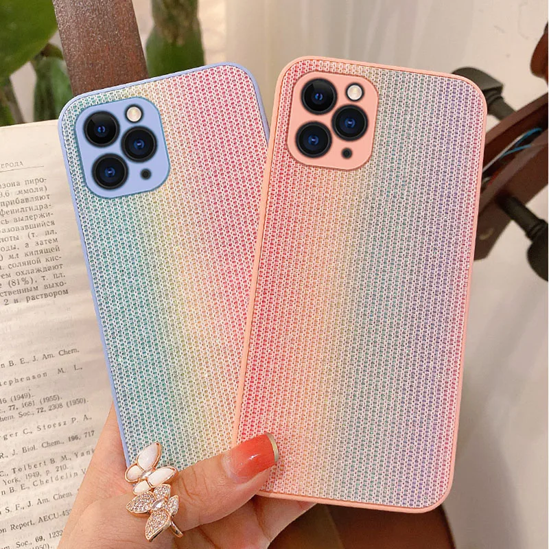 

Fashion Trend Rainbow Lace Phone Case for IPhone 12Pro Case for IPhone 12 11 Pro Max XR XS Max Soft Cloth Phone Back Cover Capa