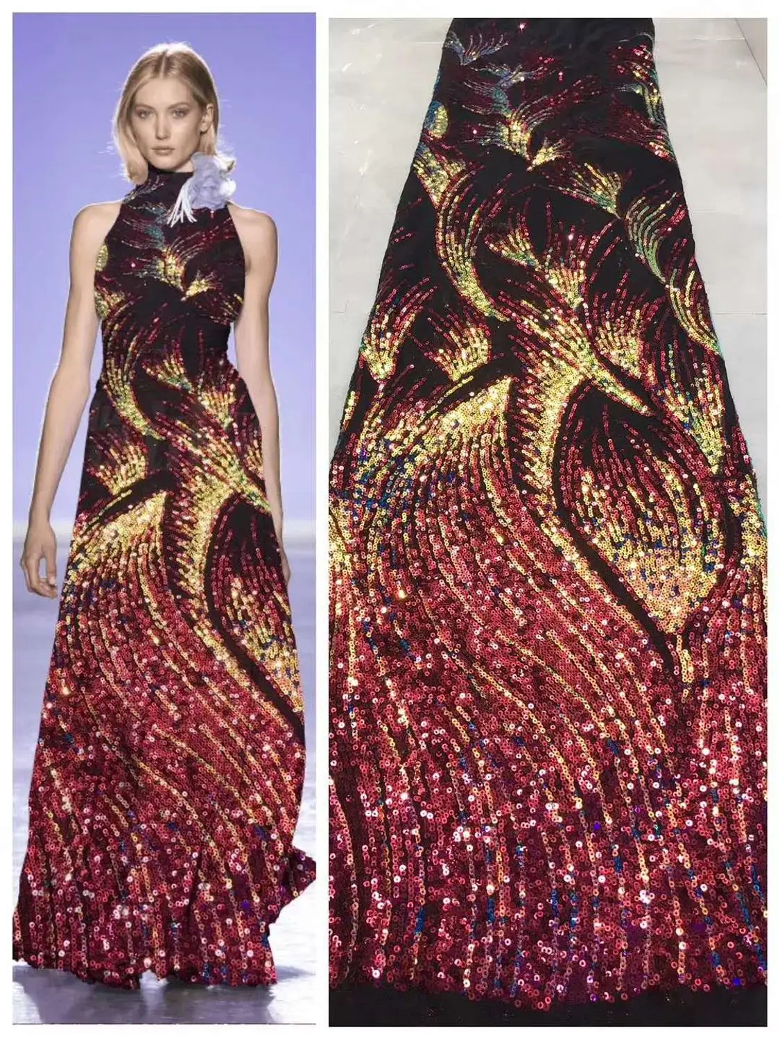 2020 новое платье с блестками ткань вышивкой французская сетка кружево Африка