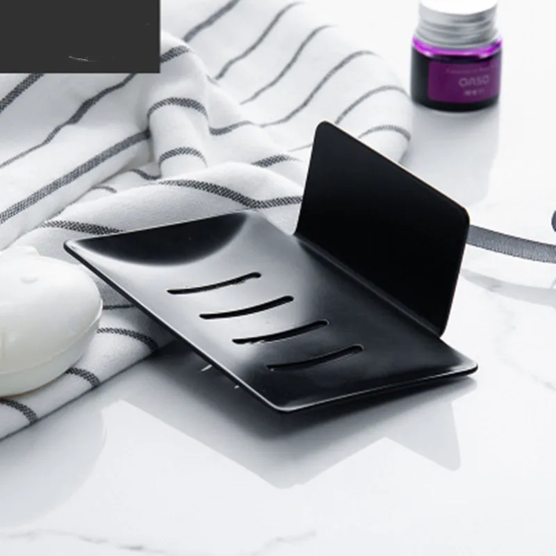 

New Bathroom Shower Soap Box Black No Drilling Storage Bathroom Supplies gadget Box Soap Dish Housekeeping Soap Holder