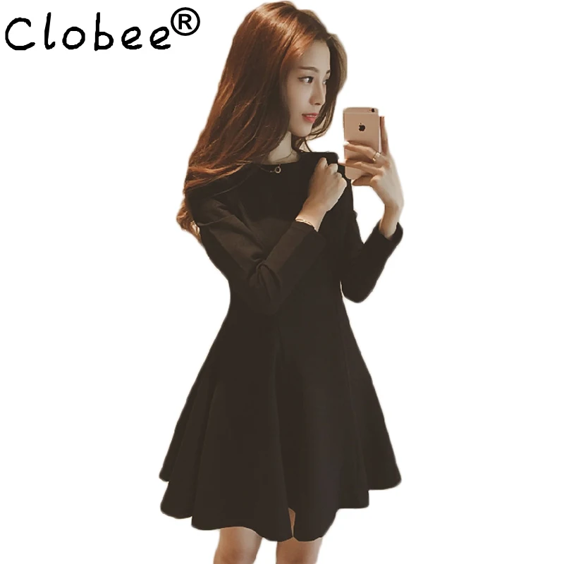 2020 Лето Весна тонкое черное платье трапециевидной формы для женщин плюс размер